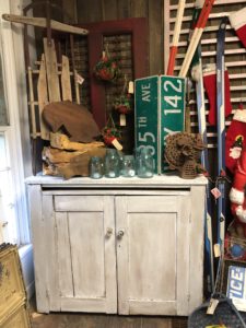 The Junk Parlor- purple and blue cabinet makeover