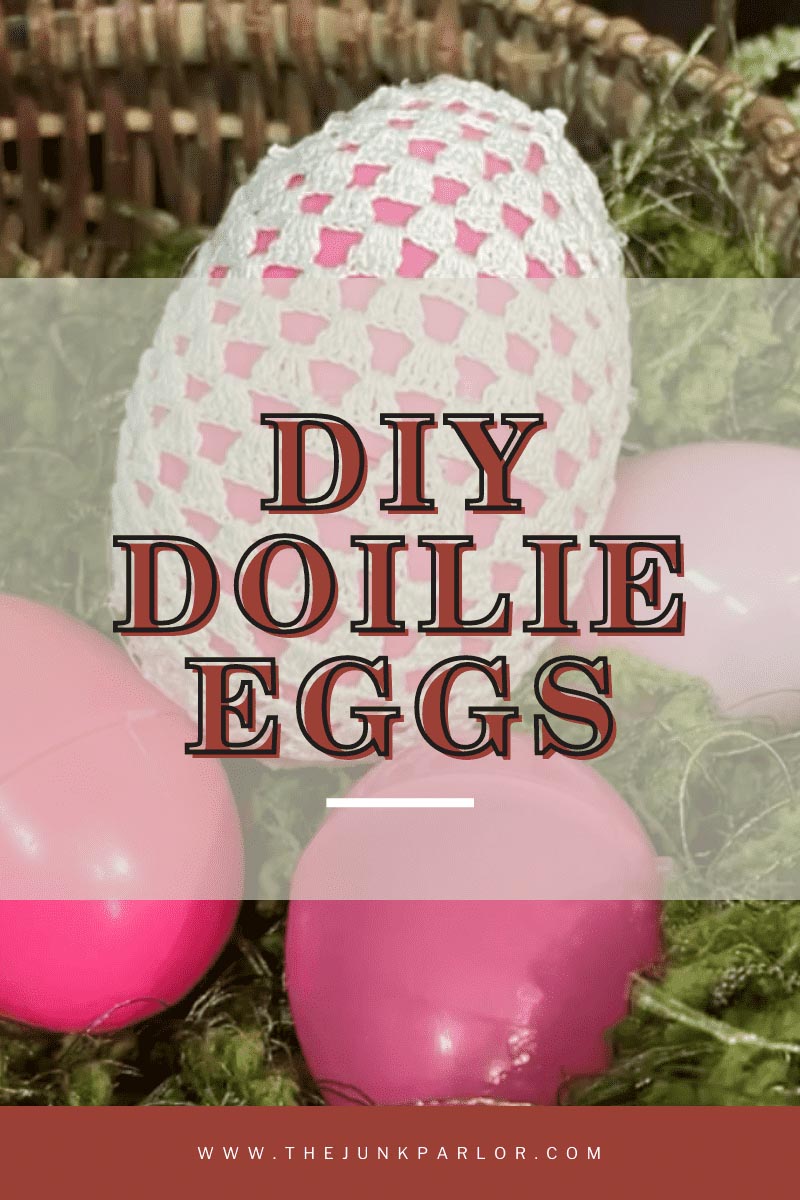 Plastic easter egg covered with doilies 