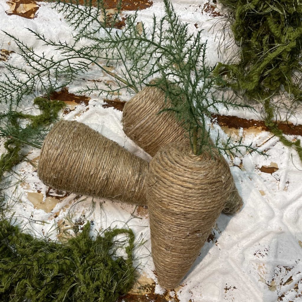 completed twine wrapped carrots