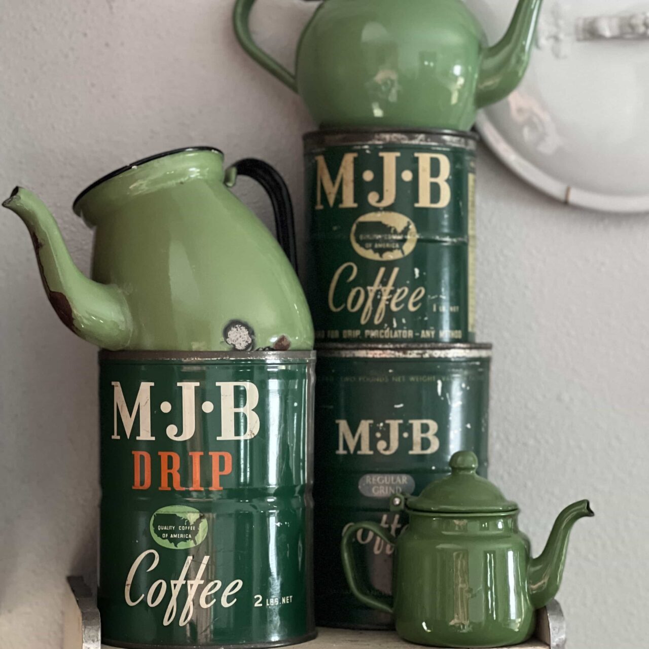 Brooke Johnson | The Junk Parlor | Old stuff and cool junk for your home | Business Coach for Antique Dealers | thejunkparlor.com MJB Coffee Tin Collection