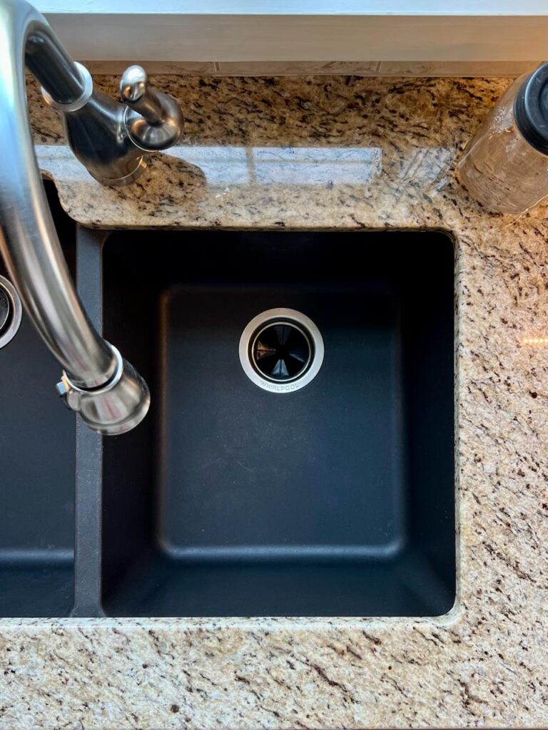 Franke granite composite sink view. The Junk Parlor
