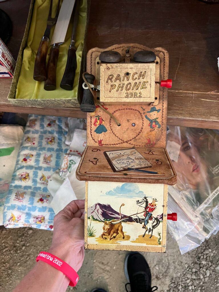 Vintage toy ranch phone. What Cheer Flea Market. Brooke Johnson | The Junk Parlor