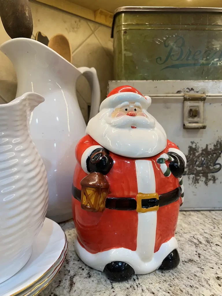 Up close of the Santa cooke jar