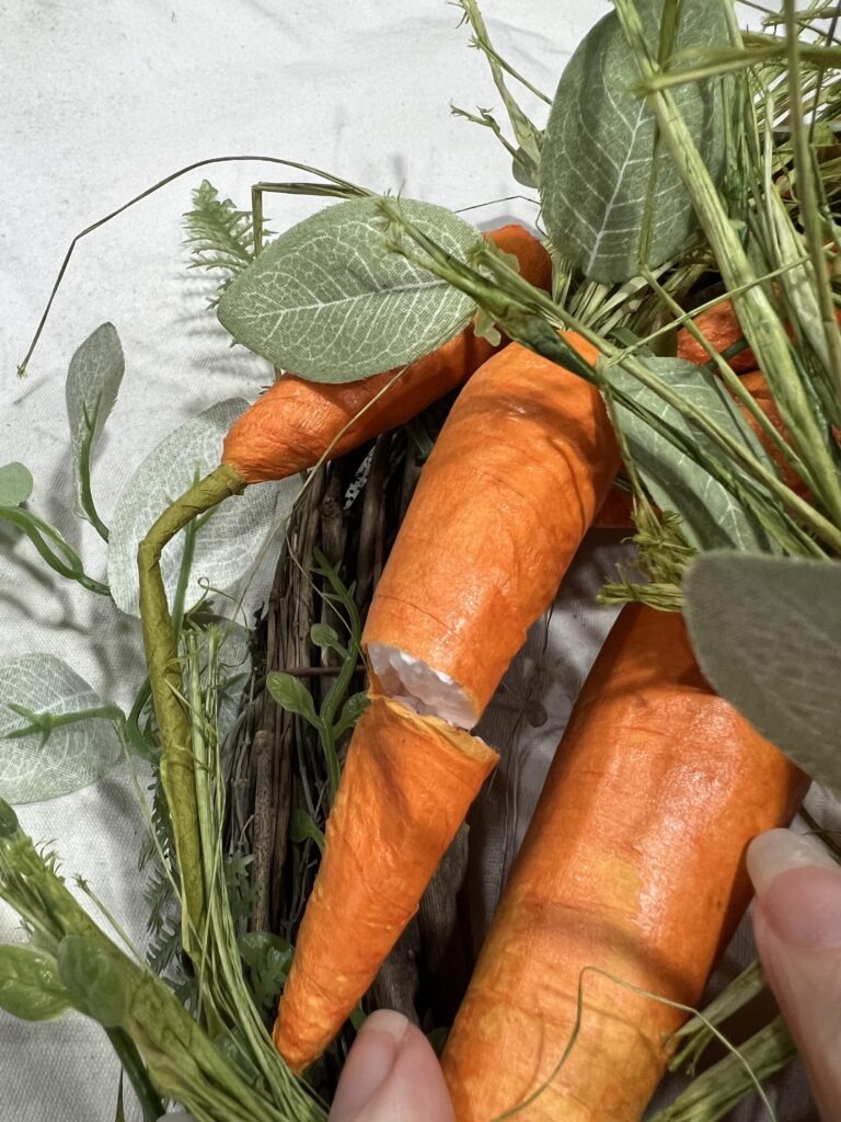 Damaged styrofoam carrot