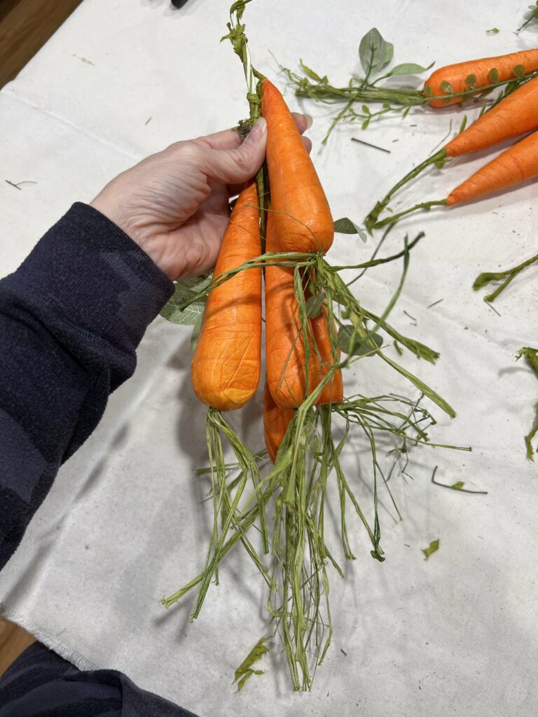 Starting to gather the carrots together to make a bigger carrot.