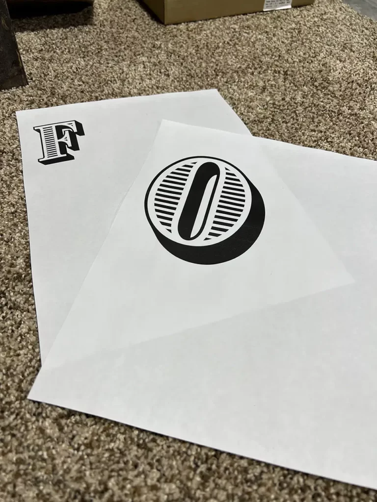 Letters printed out for the DIY sign