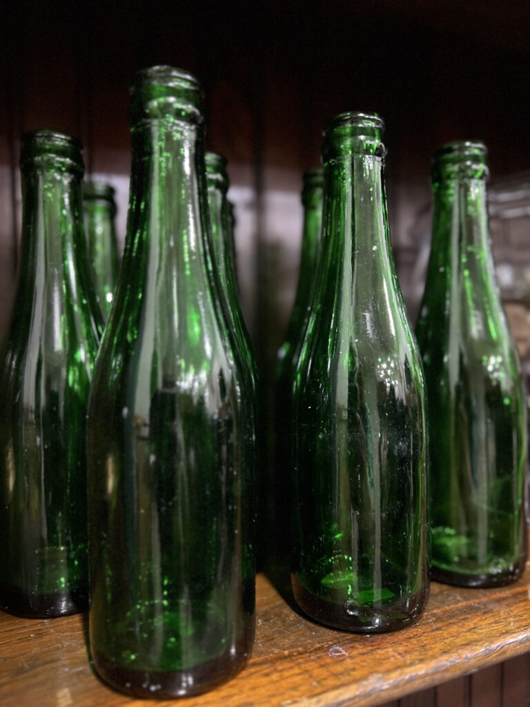 Rows of green bottles