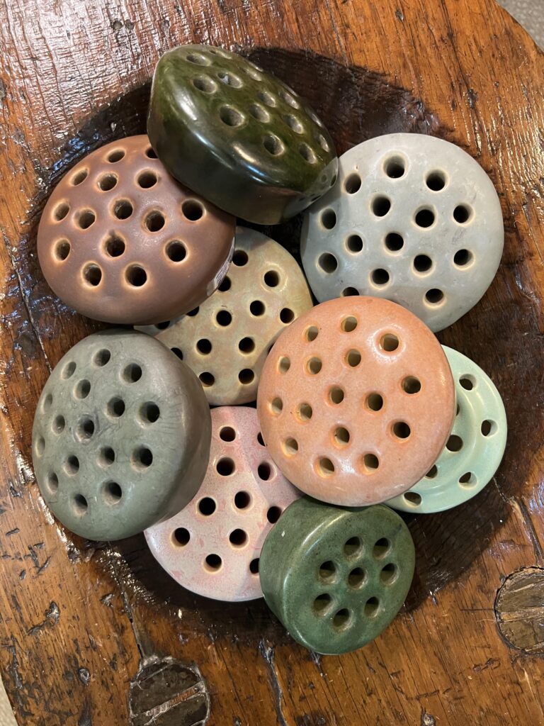 A pottery frog collection