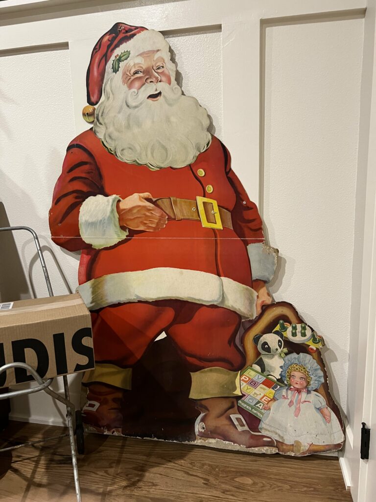Antique retail cardboard Santa