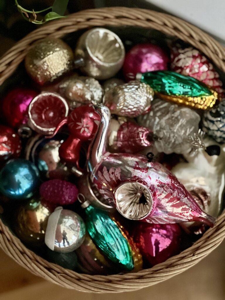 basket of old ornaments