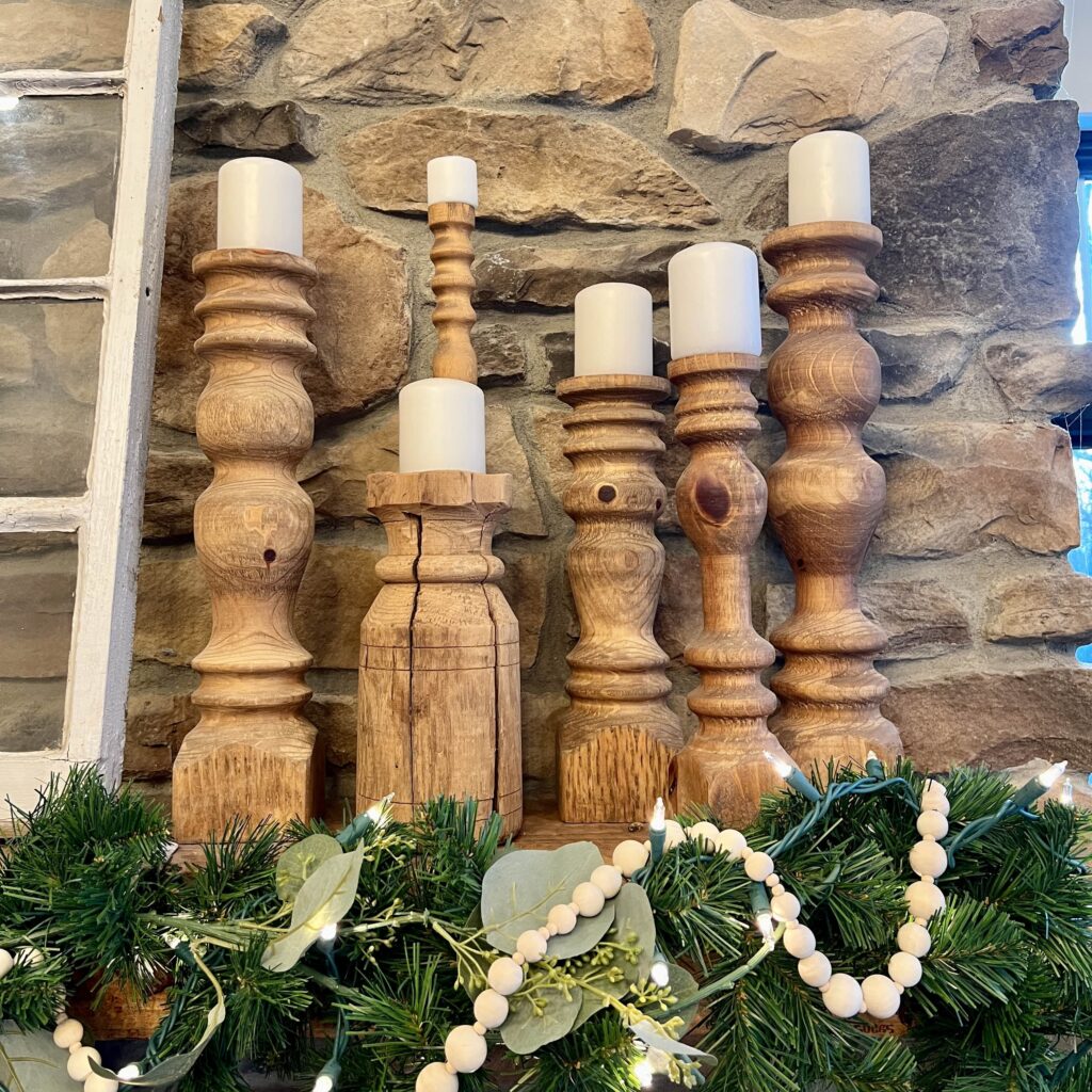 salvaged wood candlestick holders