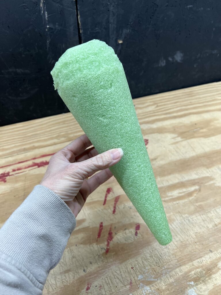 styrofoam cones cut so the top is more rounded like a carrot