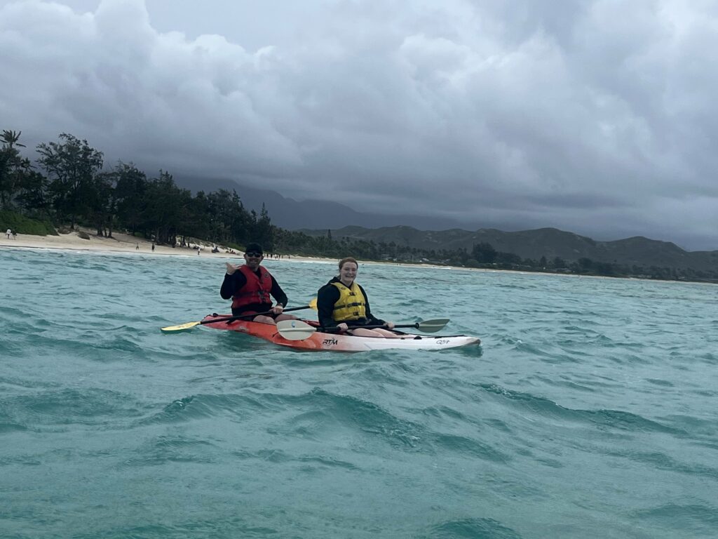 Hubby and Kyler in their kayak