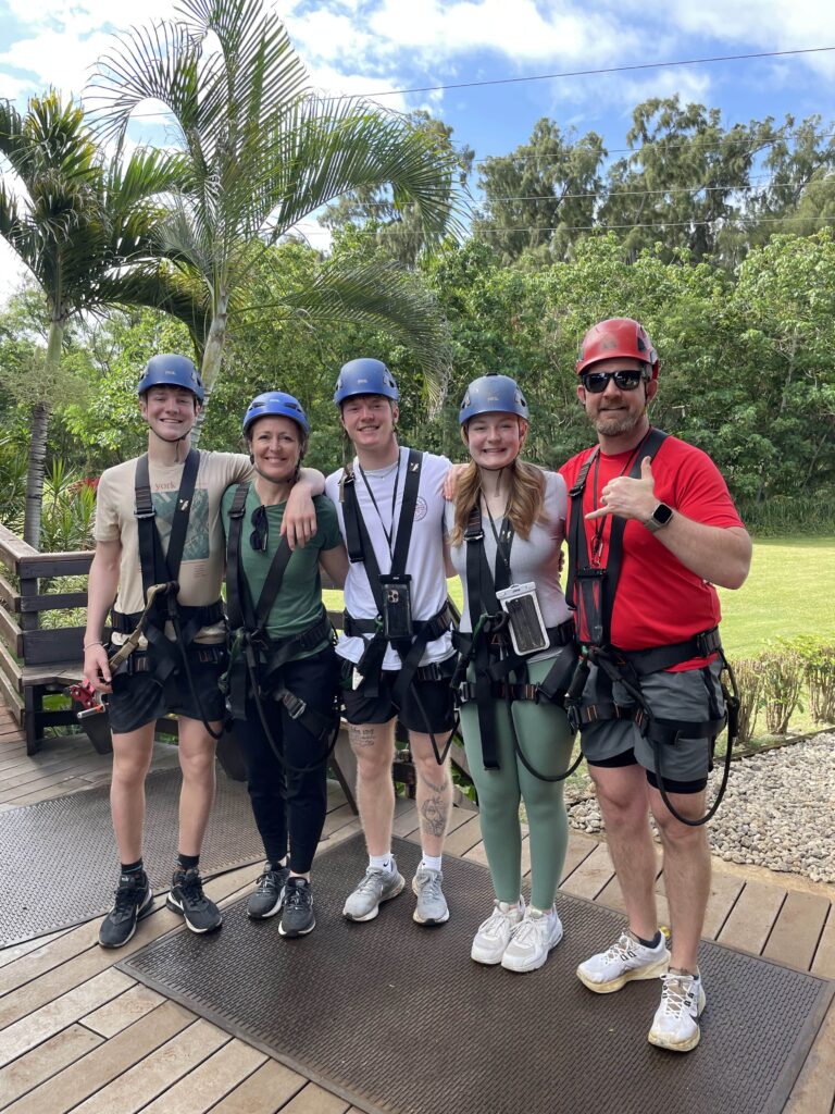 Family photo... getting ready to zipline at Climb Works