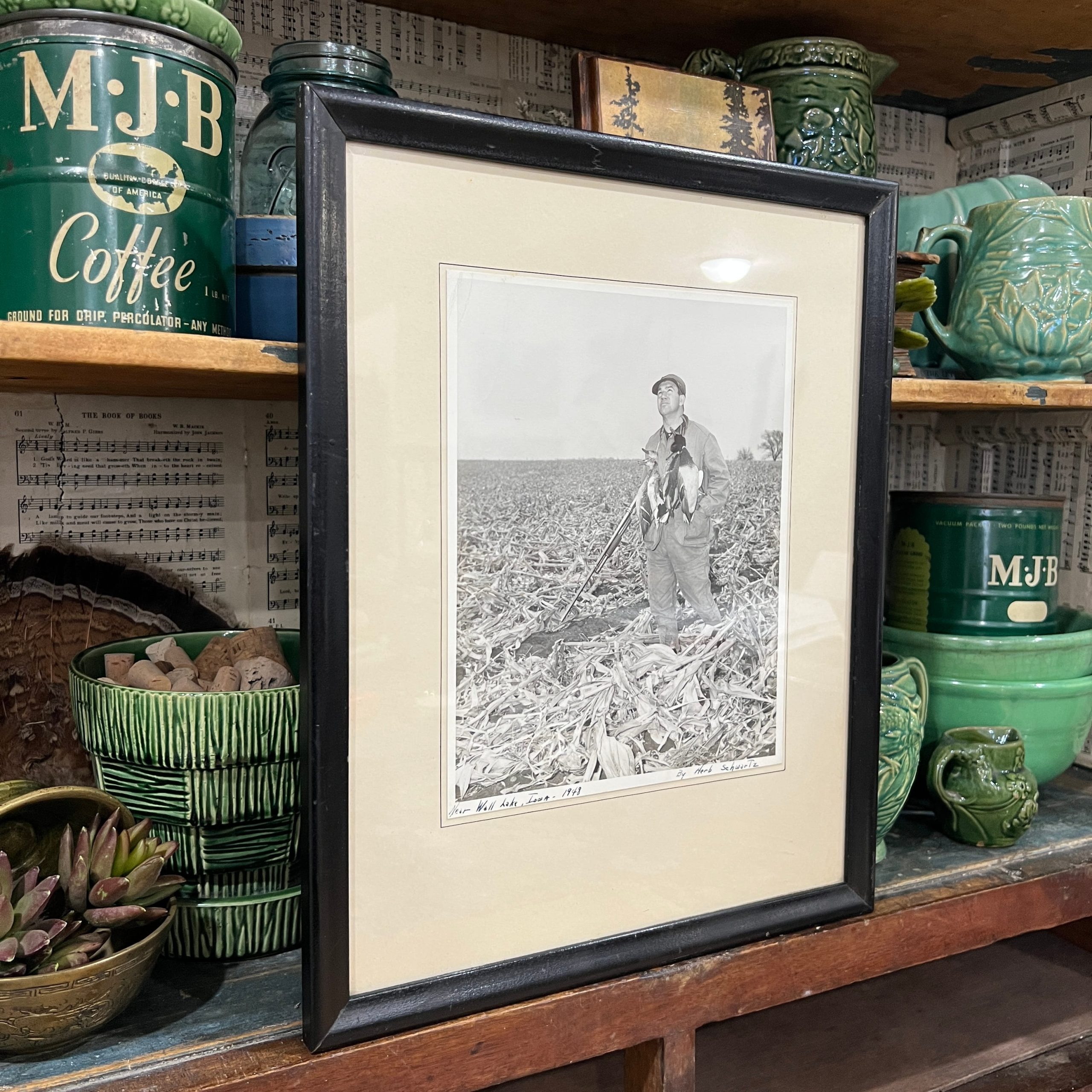 Vintage Duck Hunting Framed Black and White Photo 1948 - Image 2