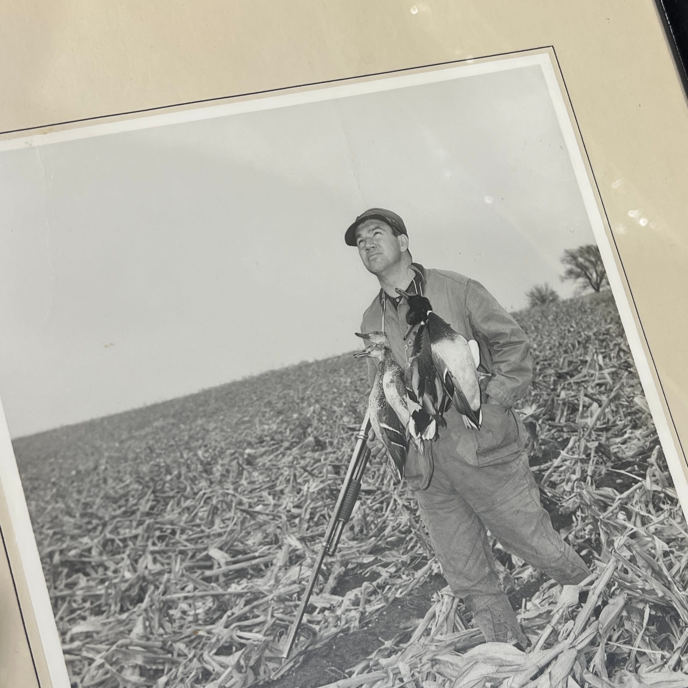 Vintage Duck Hunting Framed Black and White Photo 1948 - Image 3