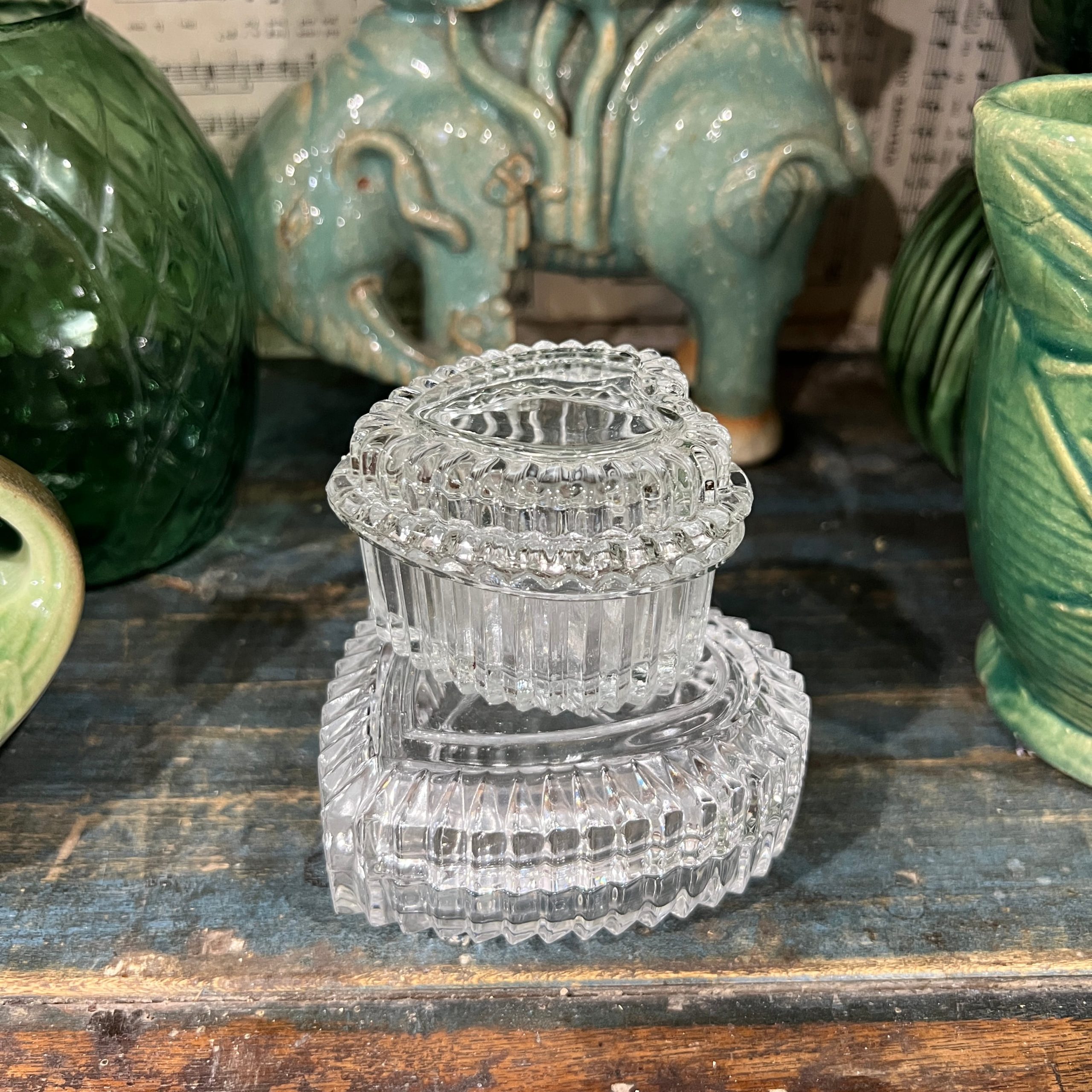PAIR Crystal Heart Trinket Box